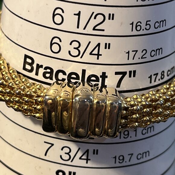 Vintage Chunky Goldtone Mesh Chain Magnetic Front Clasp Necklace & Bracelet Set - Picture 10 of 12